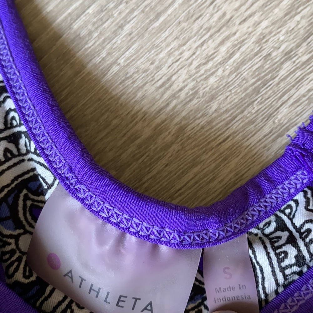 Athleta Tic Tac Toe Paisley Purple Racerback Tank Top w/Built in Bra - Picture 4 of 5